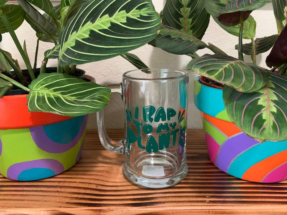 ‘I Rap to My Plants’ Small Glass Mug